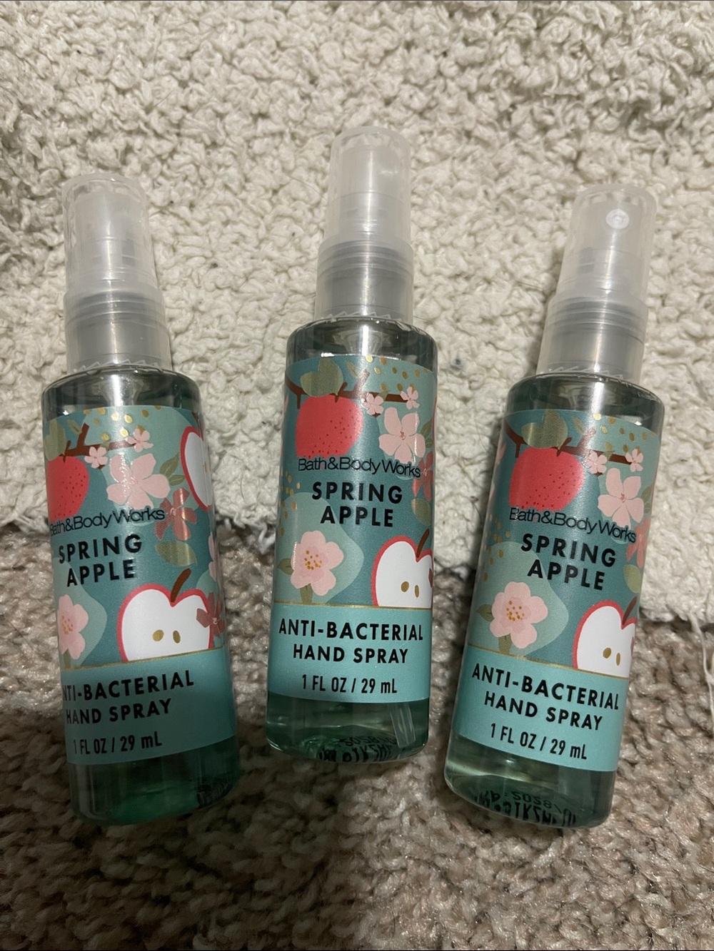 NEW- Bath & Body Works- 3 Anti Bacterial Hand Spray- Spring Apple